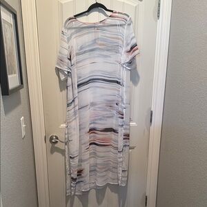 Vince Camuto White Sheath Maxi Dress Bateau Neckline